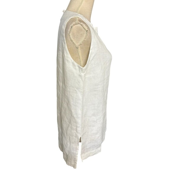 Crown Linen Designs 100% Linen Tunic Top Womens XS White Lagenlook Beachy - Picture 5 of 9
